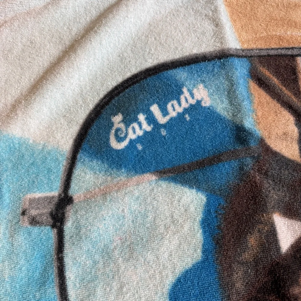 Large Cat beach towel Cat wearing sunglasses 100% cotton Crazy Cat Lady